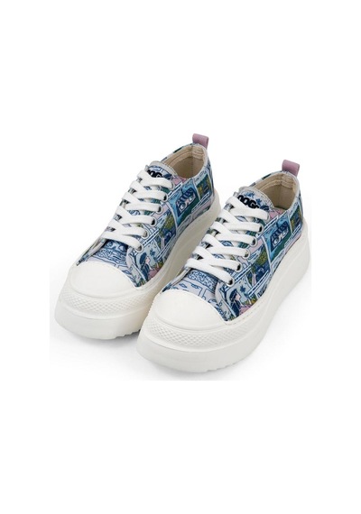 Kadın Vegan Mavi Kalın Taban Sneakers - Already Lost Tasarım Çok Renkli