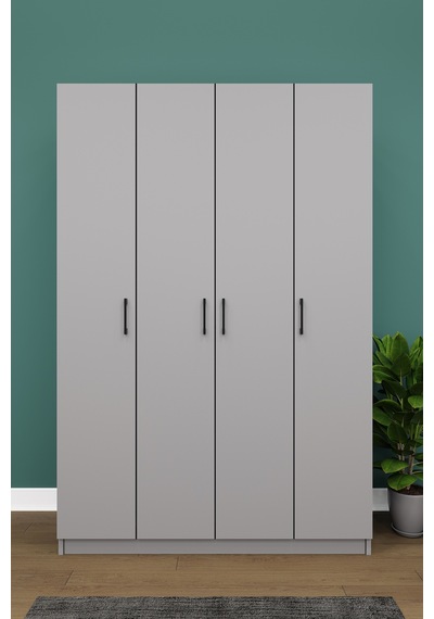 Lüks 4 Kapaklı Gardırop %100 MDF Askılı Çok Amaçlı Düzenleyici Elbise Dolabı G08