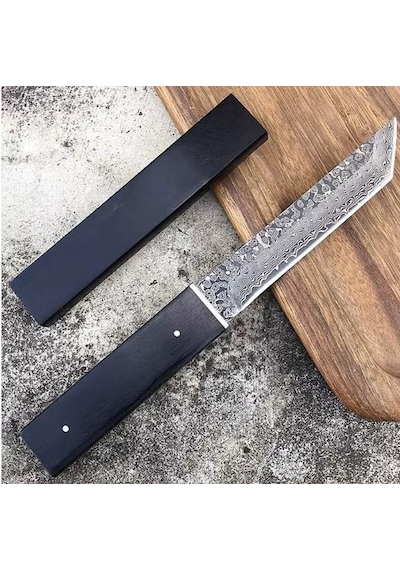 Japon Kamp Samurai Damascus Tanto Nadir Siyah