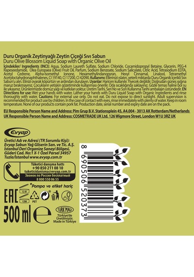 Duru Organik Zeytinyağlı Zeytin Çiçeği Sıvı Sabun 2 x 1500 ML + 500 ML