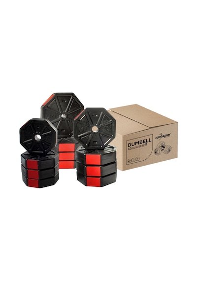 Tanspor 100 KG Halter Full Kısa + Uzun Düz + Z Bar Set-KIRMIZI