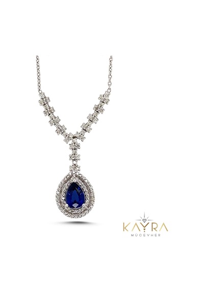 Damla Safir Ve Pırlanta Taşlı Kolye Pk43
