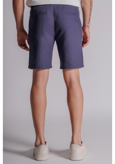 Braccas Erkek Yandan Cepli Beli Lastikli Keten Dokulu Relaxed Fit Jogger Şort Lacivert Lacivert