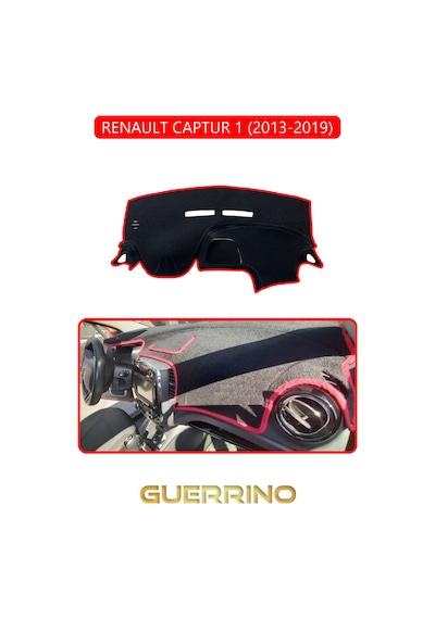 Renault Captur 1 2013-2019 Torpido Koruma Halısı Kırmızı Kenar