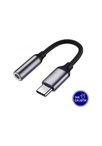 Tr Type-c To 3.5mm Aux Adaptör Dac Çipli Dayanıklı Örgü Kablo Ses Dönüştürücü Mt5045 İle Uyumlu