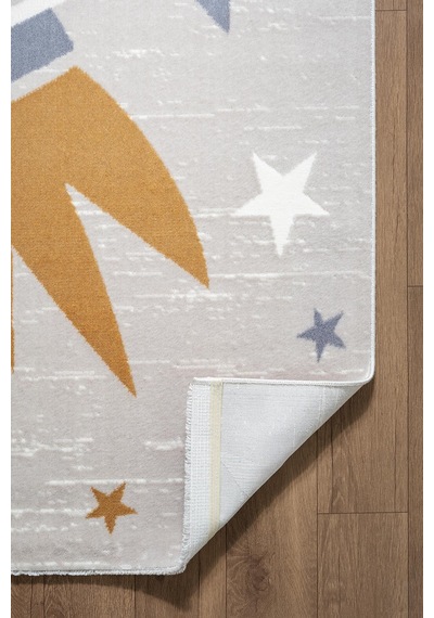 Icon Kids Ic013r Gri Renk Akrilik Roket Ve Yıldız Desenli Çocuk Odası Halısı-939 Gri