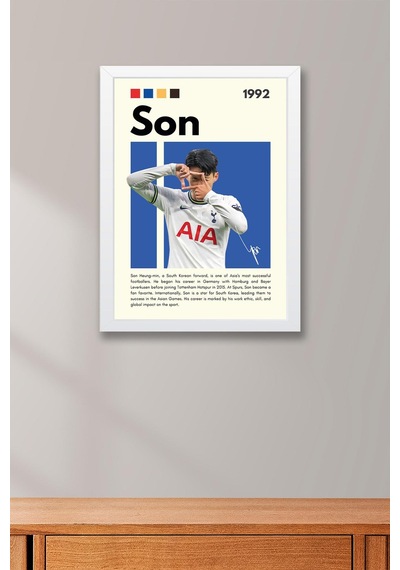 Son Heung-min Çerçeveli Tablo - Dekoratif Çerçeveli Futbolcu Poster Tablo