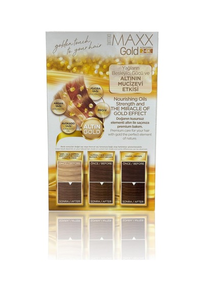 Gold Serisi 24k Altın Parçacıklı Serum İle 1 Kutu 2 X 50 Ml Ve Geliştiriciler Saç Boyası Açık Kumral 8.0