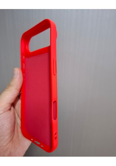 Apple Uyumlu iPhone 17 Air Logolu İçi Kadife Silikon Lansman Kılıf Kırmızı