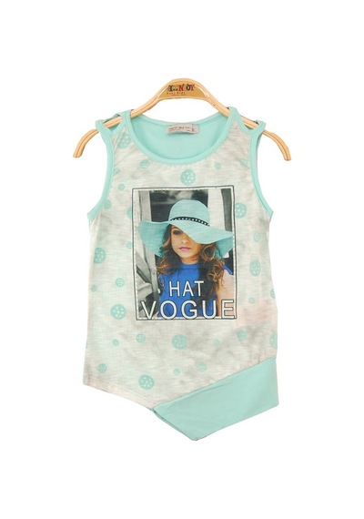 Toontoy Kids Toontoy Kız Çocuk Atlet Hat Vogue Baskılı Yeşil