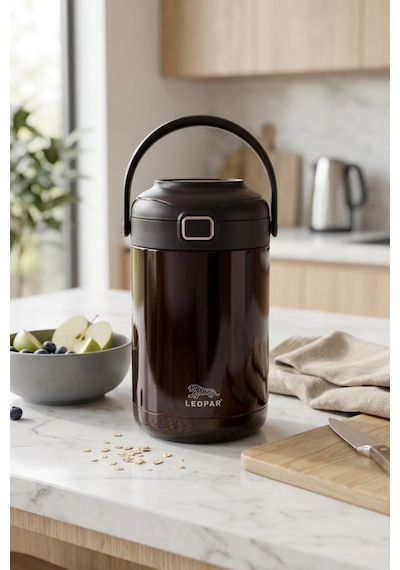 Cooker Leopar 2 Litre Kaşıklı Yemek Termosu Yk1412 Kahverengi