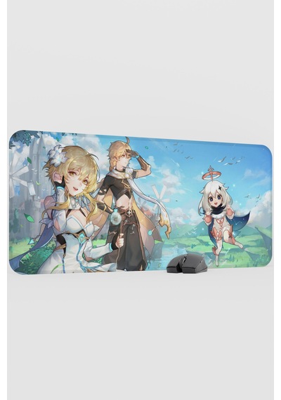 Aether Lumine Genshin Impact Anime Gacha V5 - 90x40 Xxl Gaming Mouse Pad Fare Altlığı