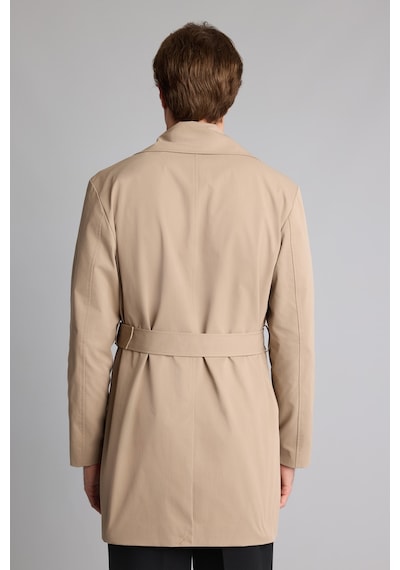 Defacto Slim Fit Astarlı Düğmeli Cepli Kemerli Mevsimlik Trençkot D5528ax26aubg716 Bej-bg716