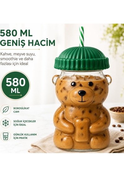 Sogud Cam Bardak - 580 Ml Pipetli Soğuk İçecek Bardağı - Borosili