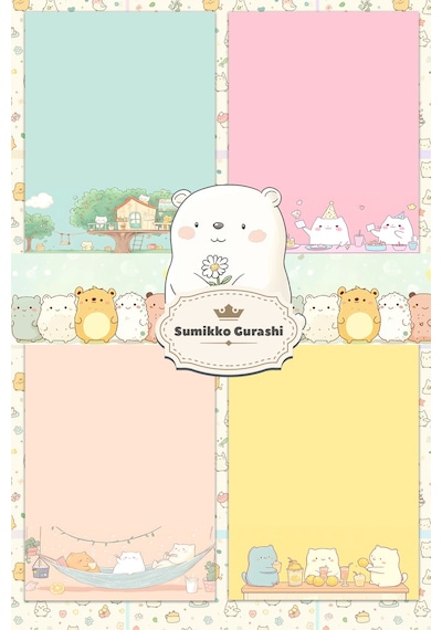 A5 Sumikko Gurashi Bloknot Çizgisiz Defter - 50 Yaprak - Notepad - Not Defteri - Not Kağıdı Çok Renkli Çok Renkli