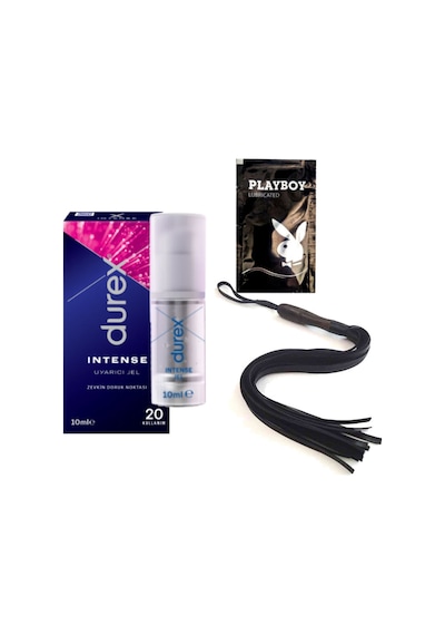 Durex Intense Kadın Uyarıcılı Jel + Siyah Püsküllü Deri Kirbaç + Hediye