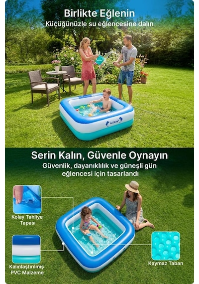 Heykida Swim Safe Kare Yüzme Havuzu 86x86x25cm Mavi