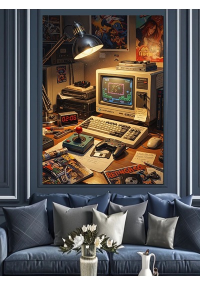 Ahşap Tablo Retro Bilgisayar Ve Ofis Masası
