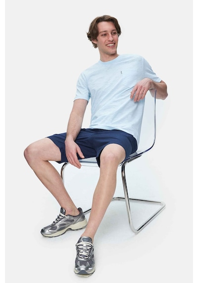 Ucla Caleb Gök Mavi Bisiklet Yaka Cepli Standard Fit Erkek Tshirt Gök Mavi