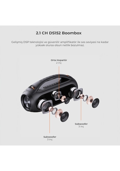 Lecoo DS152 36W Kablosuz Bluetooth 5.1 RGB IPX5 TWS Stereo Boombox Taşınabilir Hoparlör