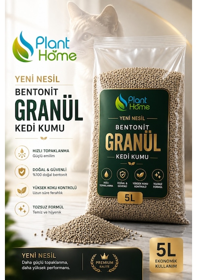 Yeni Nesil Bentonit Granül Kedi Kumu 5 L Hızlı Topaklanan, Yüksek Emilimli, Koku Kontrollü Diğer