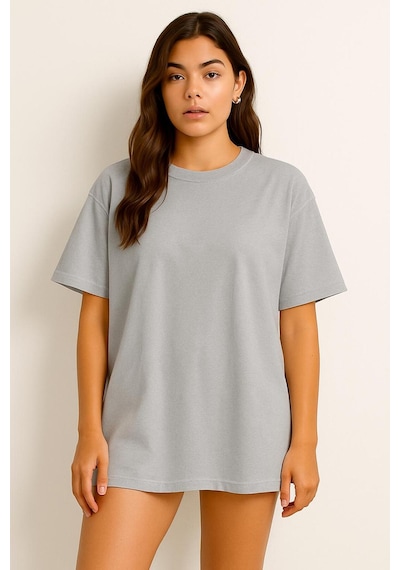Düz Oversize Unisex Tişört Ycb6 Gri