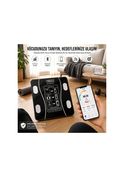Akıllı Bluetooth Vücut Analiz Baskülü 180kg Hassas Dijital Tartı