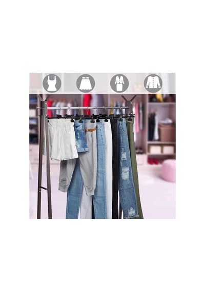 Askıcı Askı, Mandallı Pantolon Etek Askısı 20 Adet Aa-202107041001 siyah