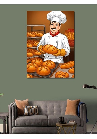 Kanvas Tablo Fırıncı Ve Taze Ekmekler 50cmx70cm