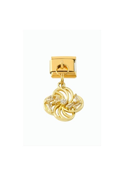 Çiçek - 613 - Zirkon Taşlı Sallatılı Çelik - Nazblsmm - Charm Sarı