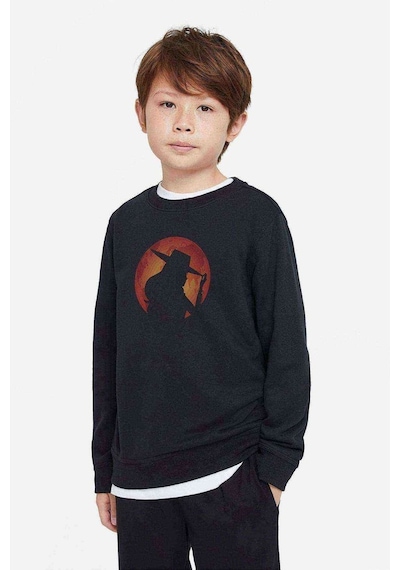 Tshirthane Carmen Sandiego Red Circle Baskılı Unisex Çocuk Siyah Sweatshirt Siyah