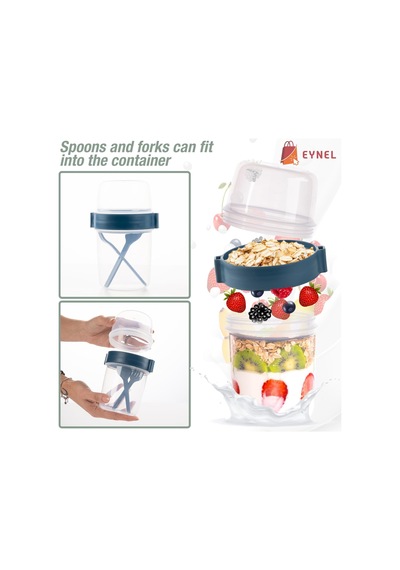 650 Ml Take-go Kaşıklı Hazneli Meyveli Müsli Kabı Piknik Iş Yoğurt Süt Bardağı Kapaklı Ve Kaşıklı Kahvaltı Bardakları, Tahıl Tepesi Yulaf Ezmesi Granola Pembe Çok Renkli