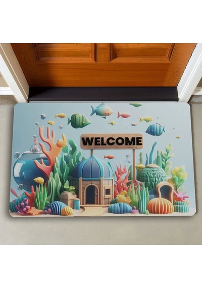 Valerine Life Akvaryum City Hoş Geldiniz Kapı Önü Paspası 45x70cm