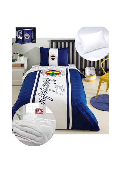 Taç Lisanslı Fenerbahçe 1907 Glow Tek Kişilik Pamuk Nevresim Takı