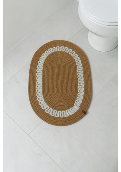 El Yapımı Dekoratif Örgülü Model Banyo Seti 2 Li Paspas 50x80 Ve 40x60 + 2 Organizer Sepet 18x18 Cm Hasır Jüt Renk