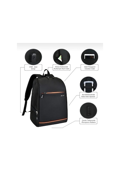Usb Girişli Deri Sırt Çantası Laptop Bölmeli Gri-siyah-bordo-lacivert