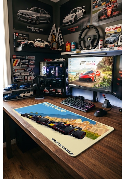 Monaco Grandprix 1 40x90 Cm Oyuncu Mousepad Kaymaz Taban Büyük Boy Mousepad Siyah
