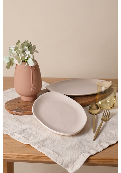Keramika Krem Bloom Kayık Tabak 31 Cm 2 Adet 030