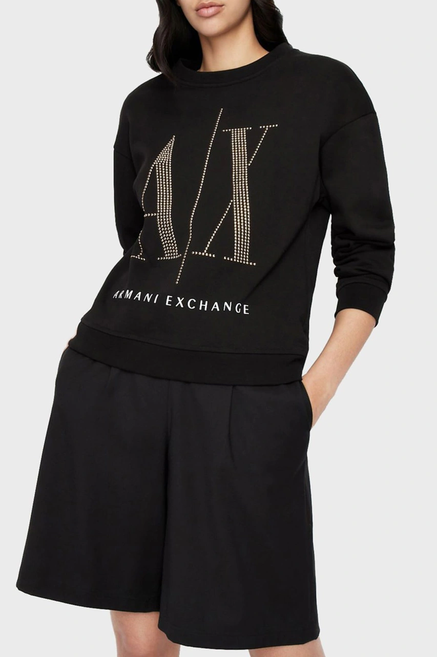 Armani Exchange Armani Baskılı Kadın Sweat Siyah