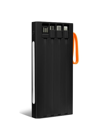 Powerway 10.000 Mah Pd 22.5w Dahili Kablolu Hızlı Şarj Gerçek 10.000 Mah Qc10 Siyah Powerbank