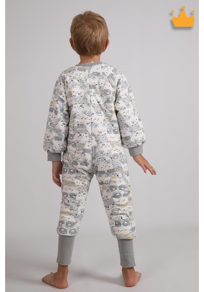 Babyhola 2.5 Tog Yorgan Gerektirmeyen Kalın Elyaf Dolgulu Çocuk Uyku Tulumu Pamuk Astarlı Unisex 6020 Gri