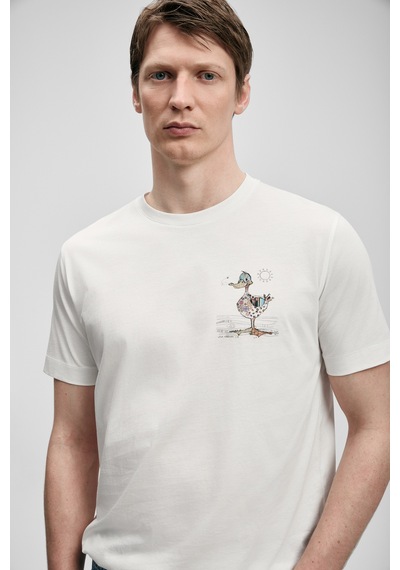 Lufian Fınx Modern Grafik T- Shirt Kırık Beyaz Kırık Beyaz 111020313100510