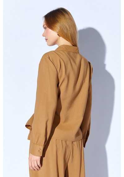 Manche Camel Belden Bağlama Detaylı Gömlek Mks1610461-1