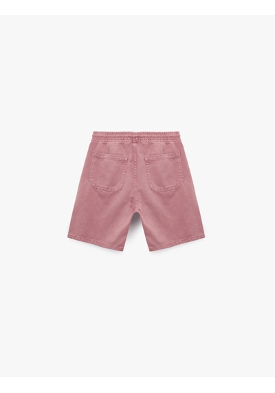 Koton Pamuklu Bermuda Cep Detaylı Beli Bağcıklı Baggy Jean Şort Pembe 5sam40220nd Gül
