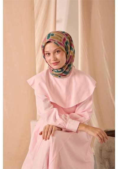 Silk Home Soft Eşarp 73096-23 Bej, Pembe, Yeşil, Hardal