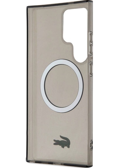 Galaxy Uyumlu S24 Ultra Kılıf Lacoste Lisanslı Magsafe Özellikli Transparan Timsah Logo Baskılı Kapak Siyah