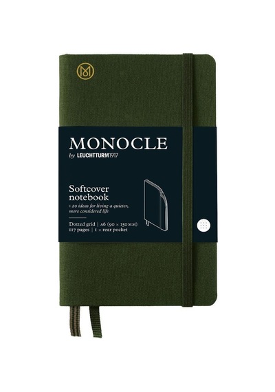 Leuchtturm1917 Monocle Serisi, Cep Boy A6 , Yumuşak Kapak, 128 Numaralandırılmış Sayfa, Noktalı, Zeytin Yeşili Yeşil