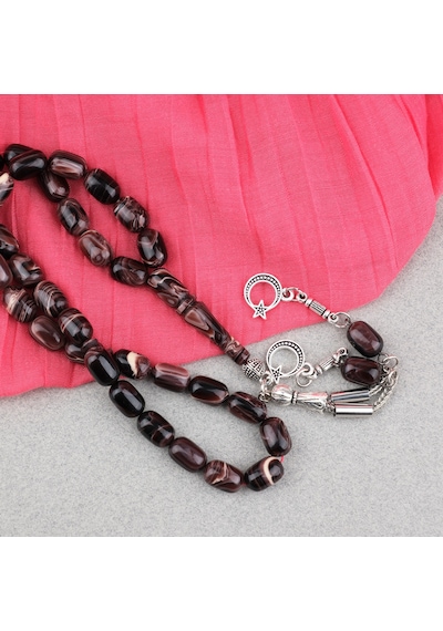 Sıkma Kehribar Kapsül Kesim Alpaka Püsküllü 7x11mm Tesbih 97156795
