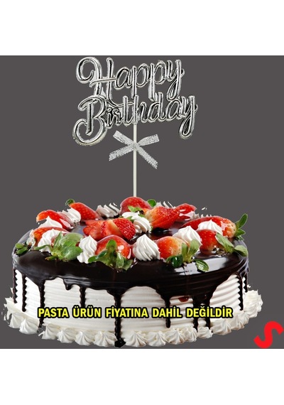 Happy Birthday Pasta Süsü, 23cm X 12,5cm - Gümüş