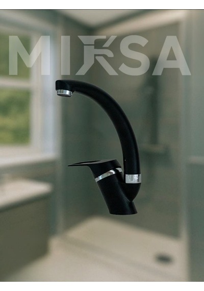 Siyah-krom Mix Kuğu Banyo Lavabo Bataryası, Musluğu, Çeşmesi Çift Su Girişli